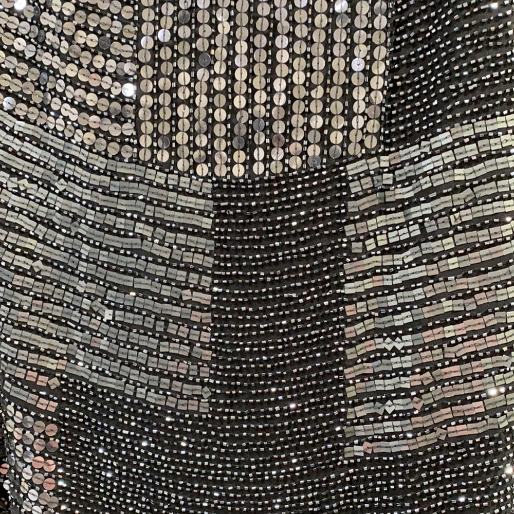 Adrianna Papell sleeveless fish scale sequins cocktail dress - Picture 7 of 8